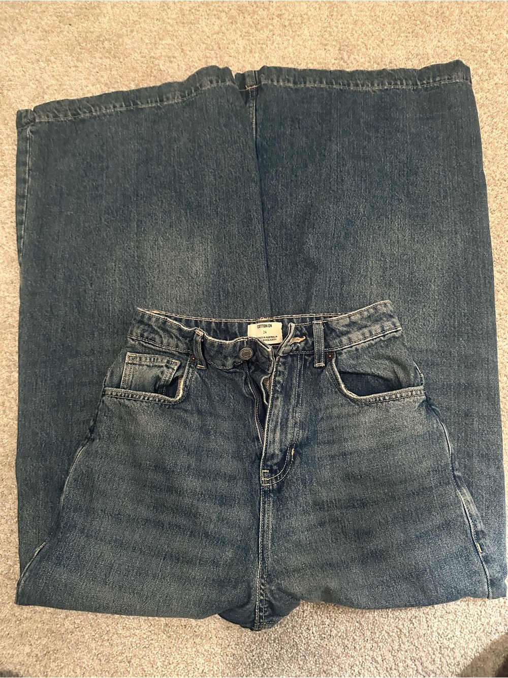 Cotton On Women's Dark Blue Wide Leg Jeans